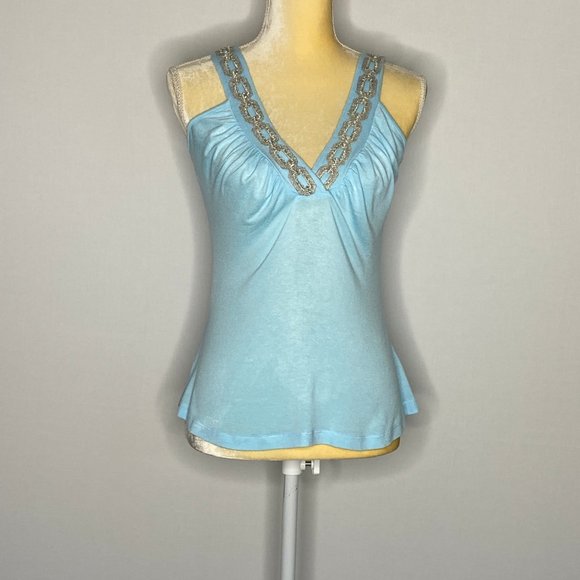 Rebecca Beeson Tank Top Soft-Blue Detailed Rayon M - Picture 2 of 8